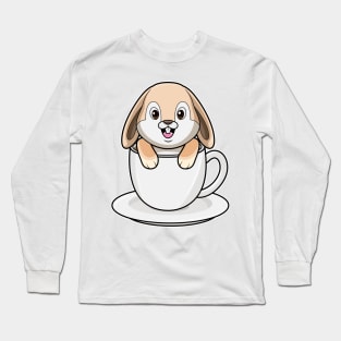 Rabbit with Coffee Cup Long Sleeve T-Shirt